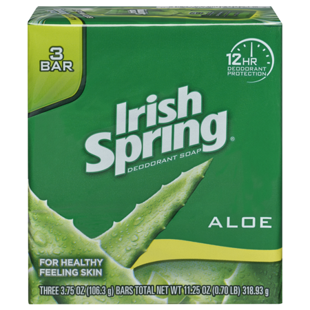 IRISH SPRING Bar Soap Aloe 3 Bar 11.1 oz., PK18 114178